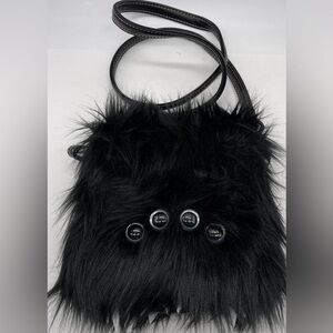 Furcore Plush Purse Black Faux‎ Fur Creature Eyes Grunge Kawaii Horror Monster